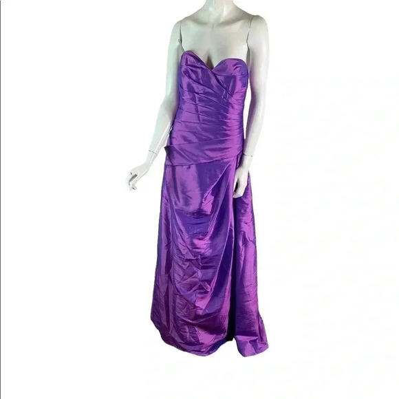 Jordan Size 10 Purple Iridescent Taffeta Side Draped Long Bridesmaid  Dress Prom - Picture 3 of 9